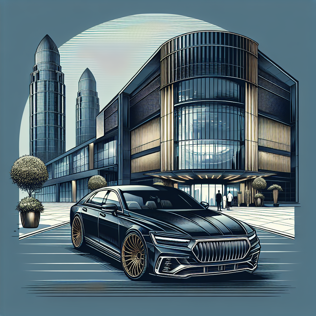 Luxury car parked in front of a modern building