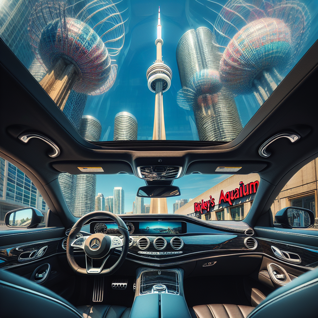 CN Tower and Ripley's Aquarium from a limousine passenger’s perspective