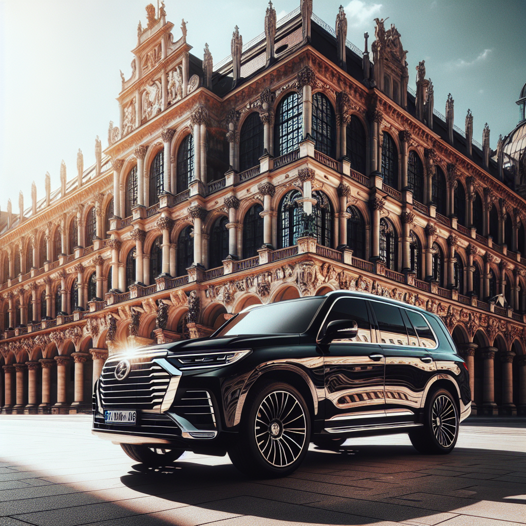 Elegant luxury SUV parked in front of a historic building in Munich