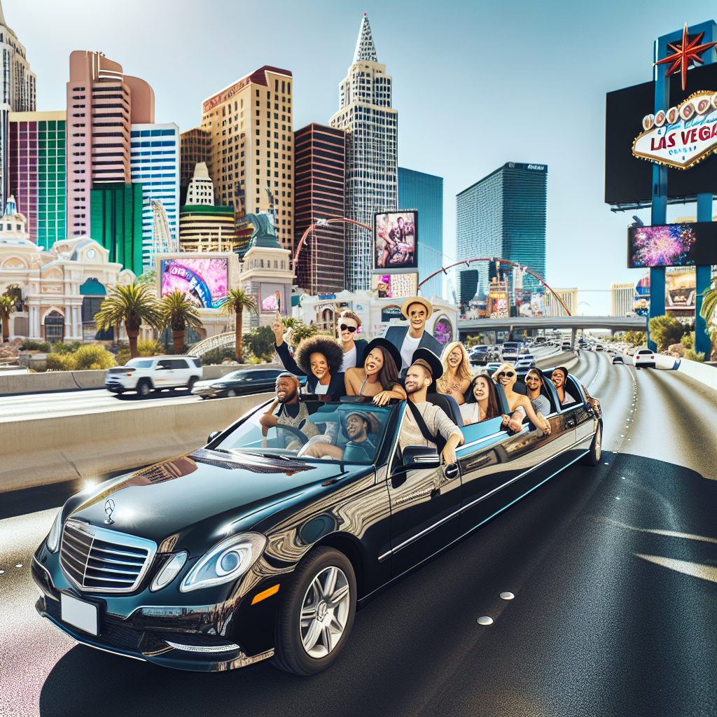 Guests enjoying a guided city tour in a luxury limousine in Las Vegas