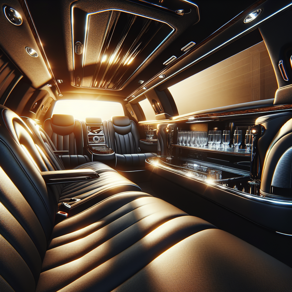 Luxurious limousine interior showcasing comfortable seating and amenities