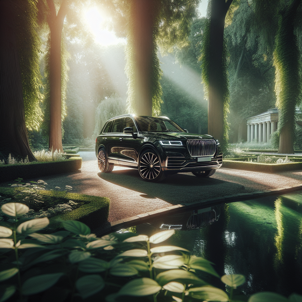 Luxury SUV parked near a green, tranquil area in Englischer Garten