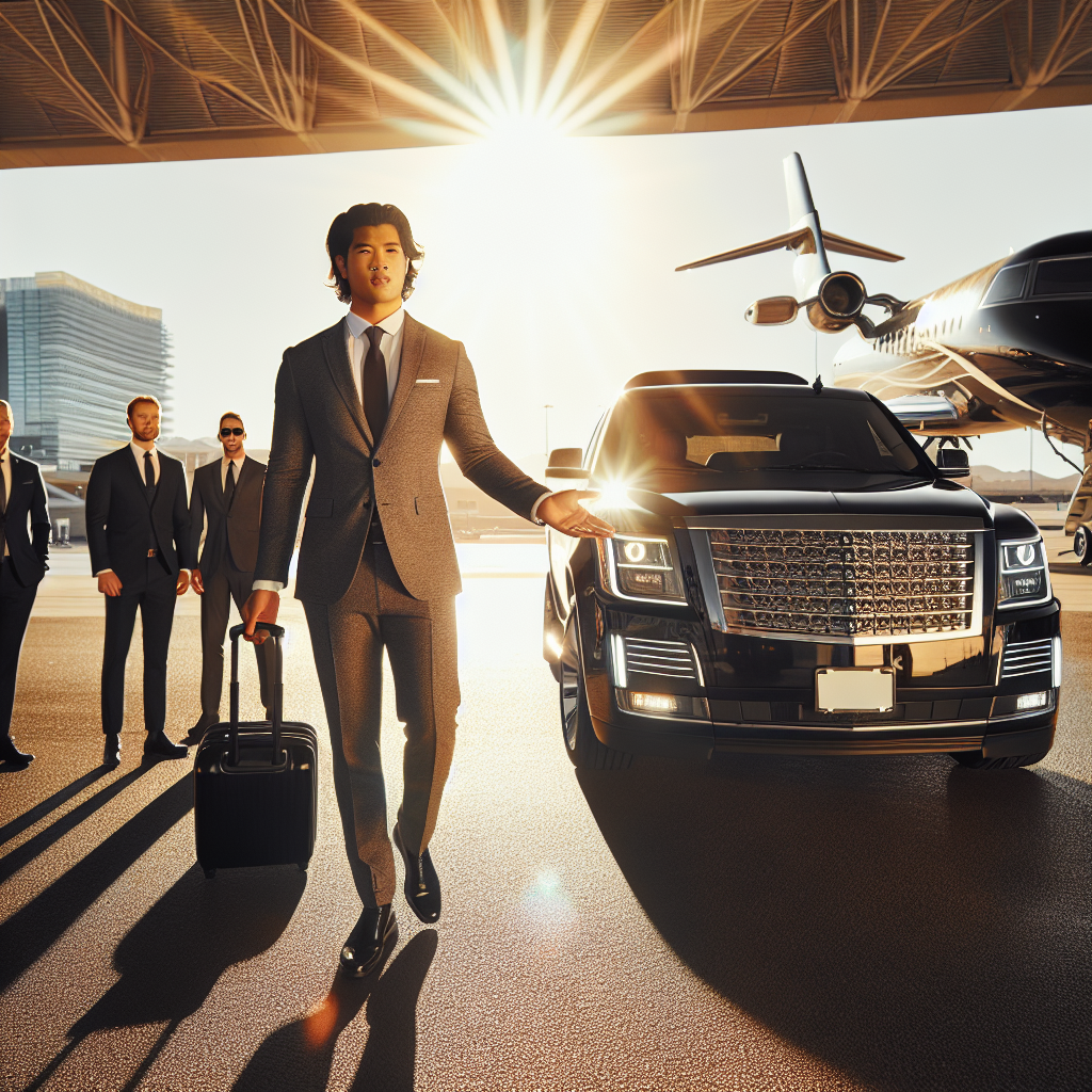 Professional chauffeur welcoming guests at an airport in Las Vegas