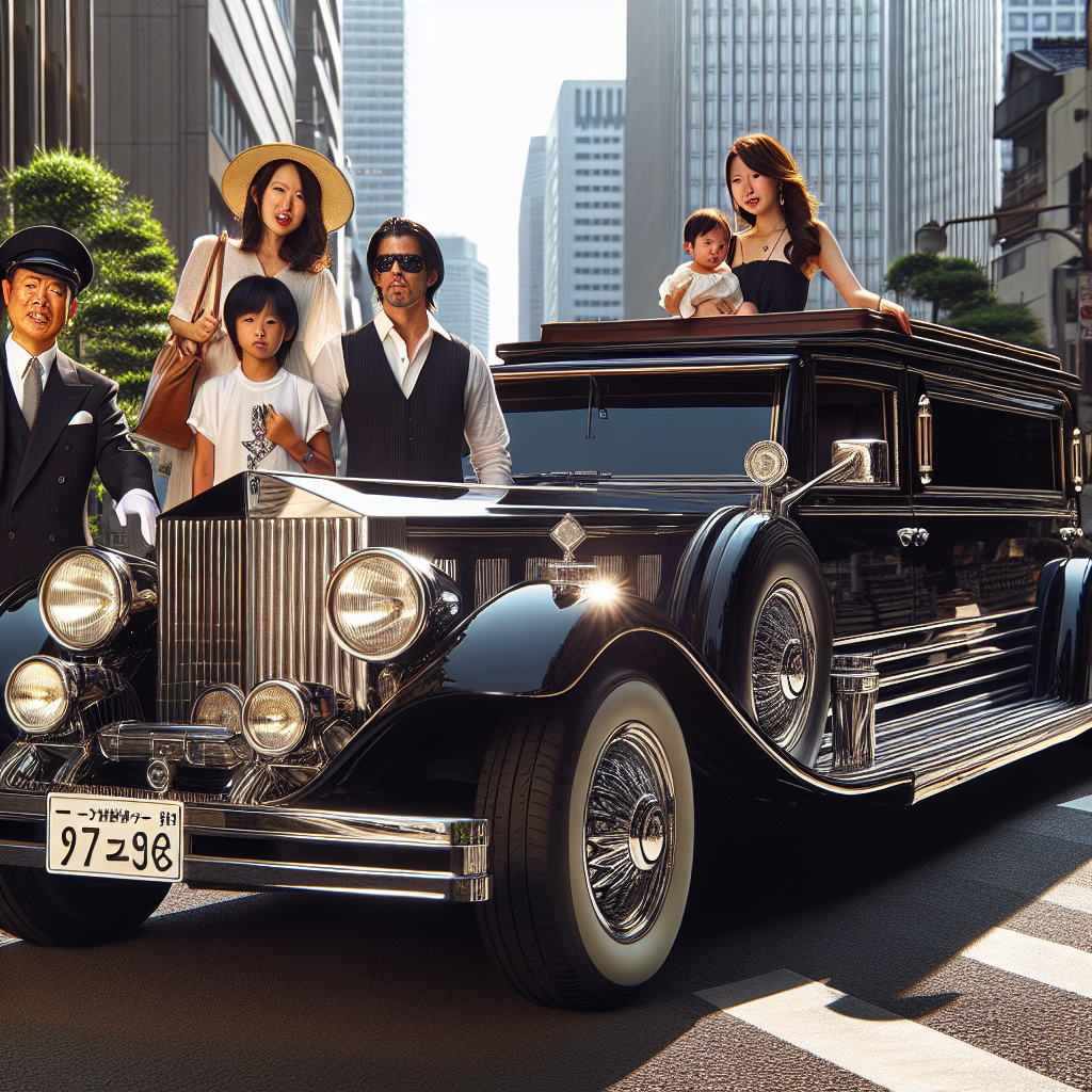 Samuelz® Limousine with a chauffeur assisting a family in Tokyo