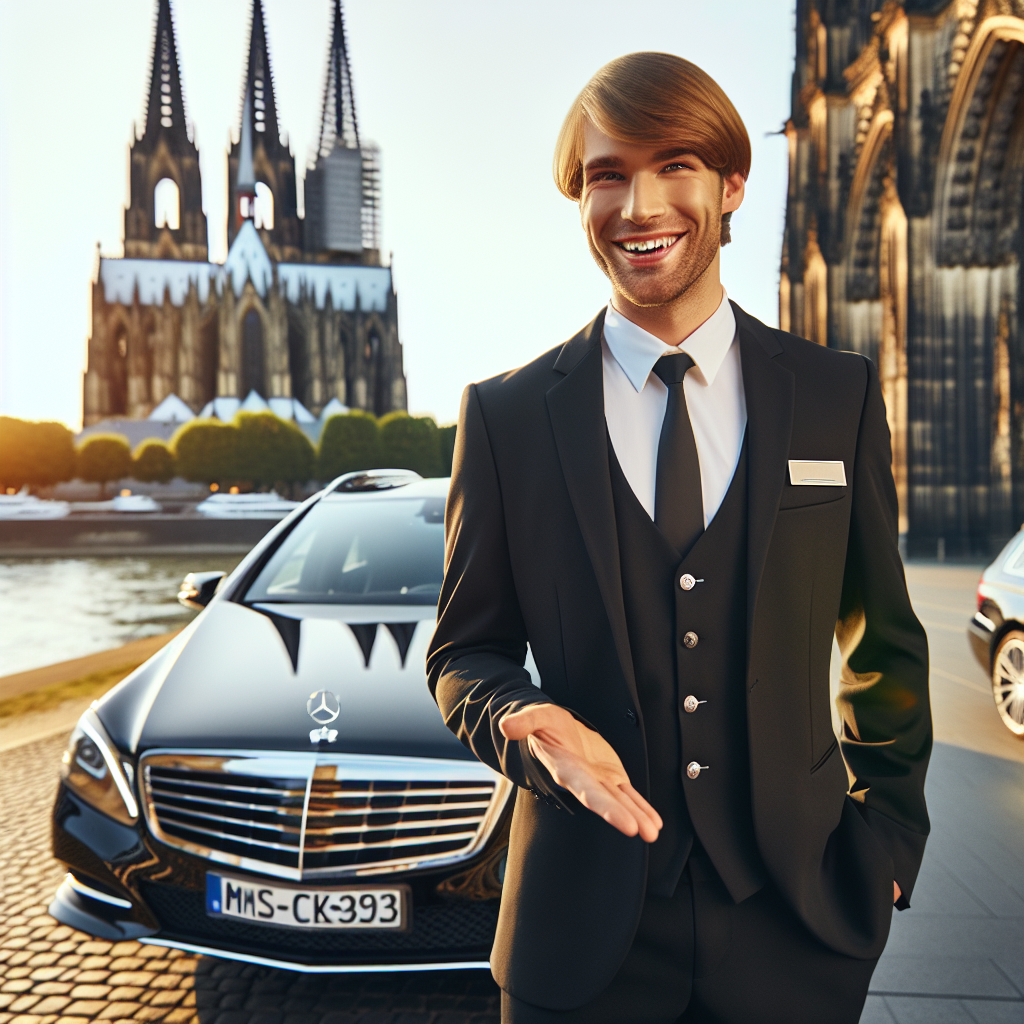 Smiling Samuelz® chauffeur welcoming guests at Cologne hotel
