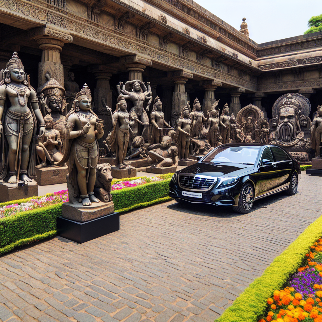 Statue garden outside Chhatrapati Shivaji Maharaj Vastu Sangrahalaya showing Indian sculptural art