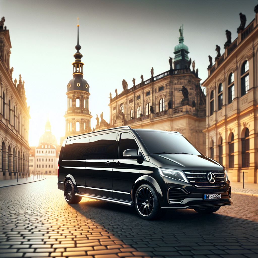 Black Mercedes-Benz van in historic European city
